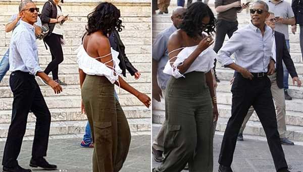 Bà Michelle Obama mặc áo trễ nải đi nghỉ ở Italy cùng chồng 14 mac ao