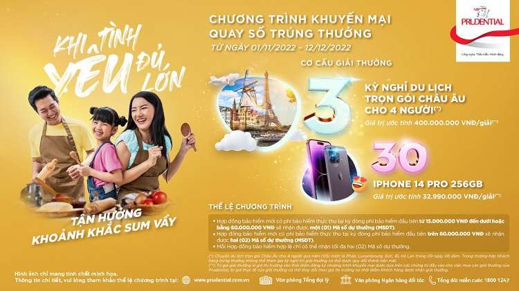 Nhận ngay cơ hội du lịch Châu Âu khi mua bảo hiểm của Prudential 63 KTYDL Tận hưởng khoảnh khắc sum