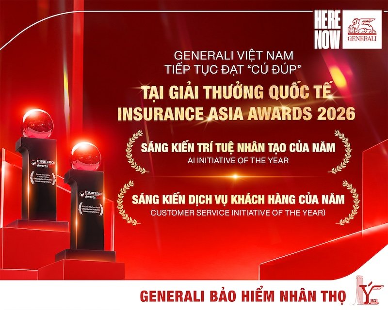 Hinh 1 Generali Viet Nam tu hao nhan hai giai thuong tai Insurance Asia Awards 2026